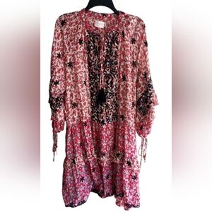 Miss June Paisly Beaded Red Boho Dress